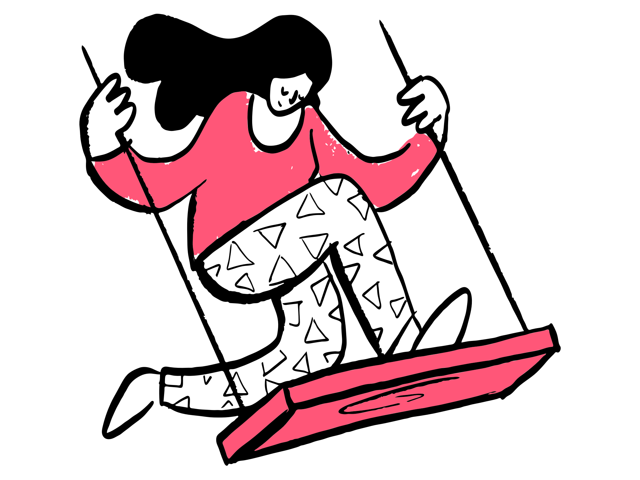 Girl swinging off card